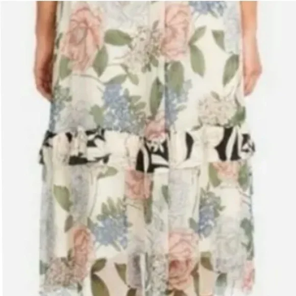 Johnny Was Jade Marion Silk Floral-Print Midi Dress NWT RARE
